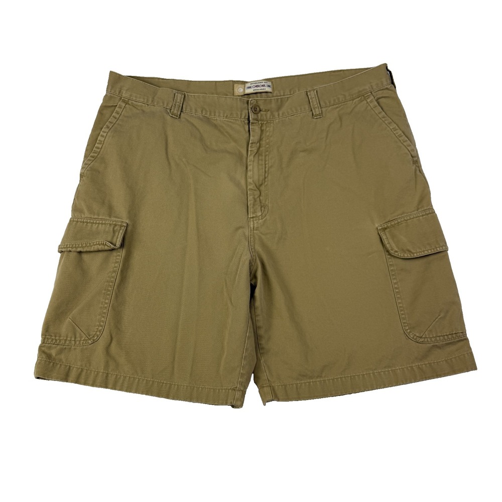 Cherokee Men's Cargo Shorts Size 42 (41x8½ Fit) Beige Bermuda Casual 100% Cotton